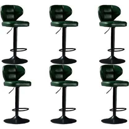 Classic Leather Swivel Adjustable Bar Stools with Footrest Image - 44
