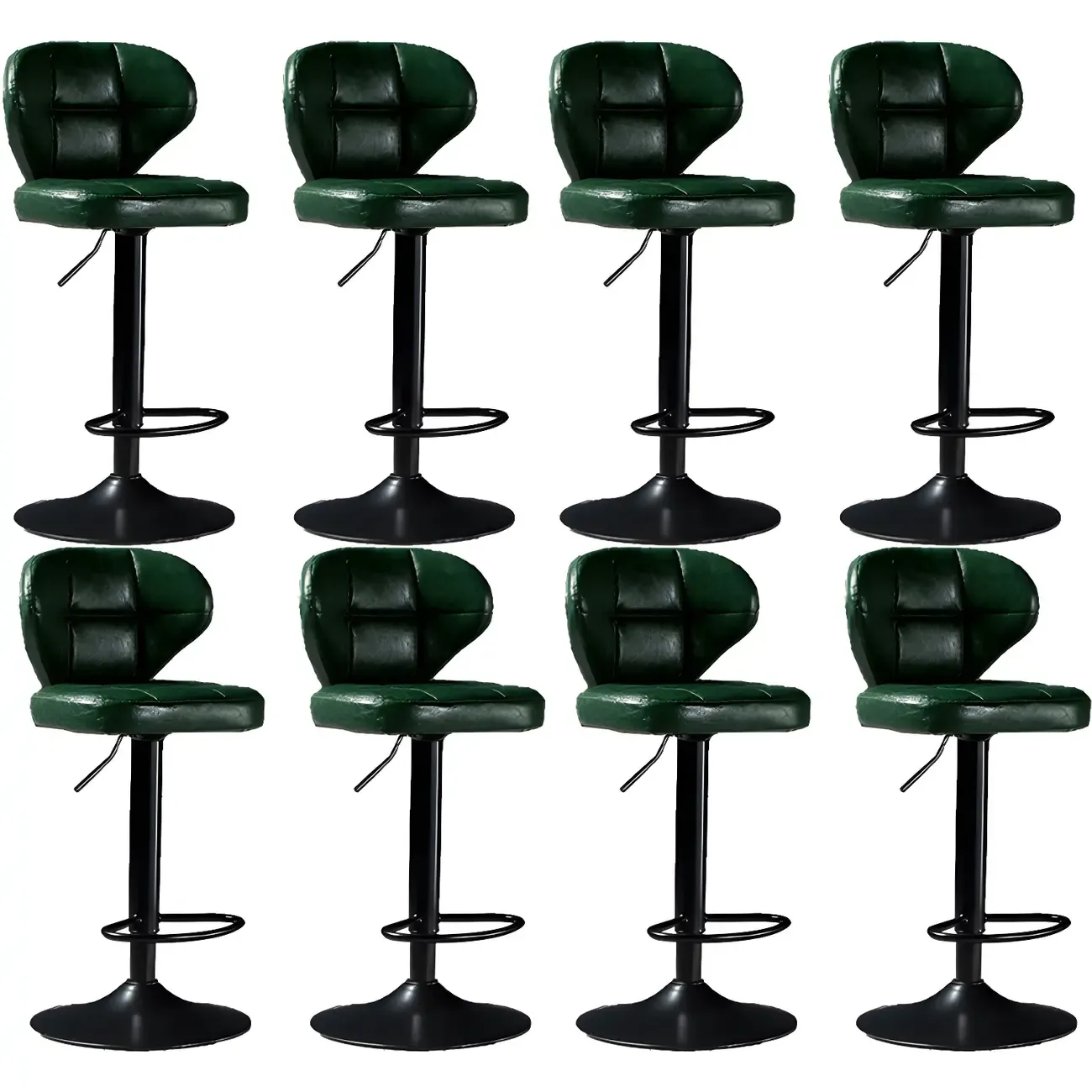 Classic Leather Swivel Adjustable Bar Stools with Footrest Image - 45