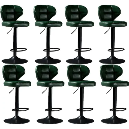 Classic Leather Swivel Adjustable Bar Stools with Footrest Image - 45