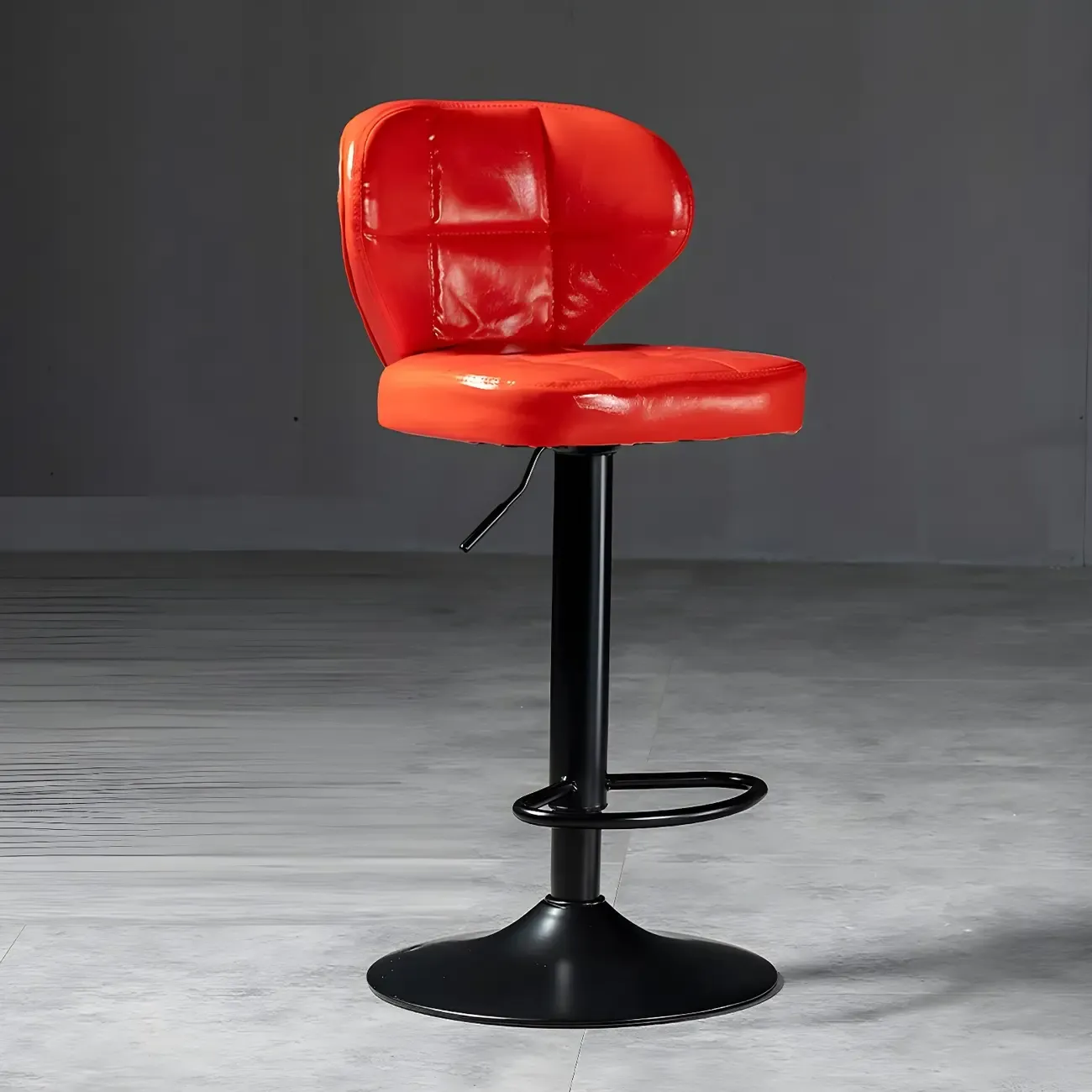 Classic Leather Swivel Adjustable Bar Stools with Footrest Image - 46