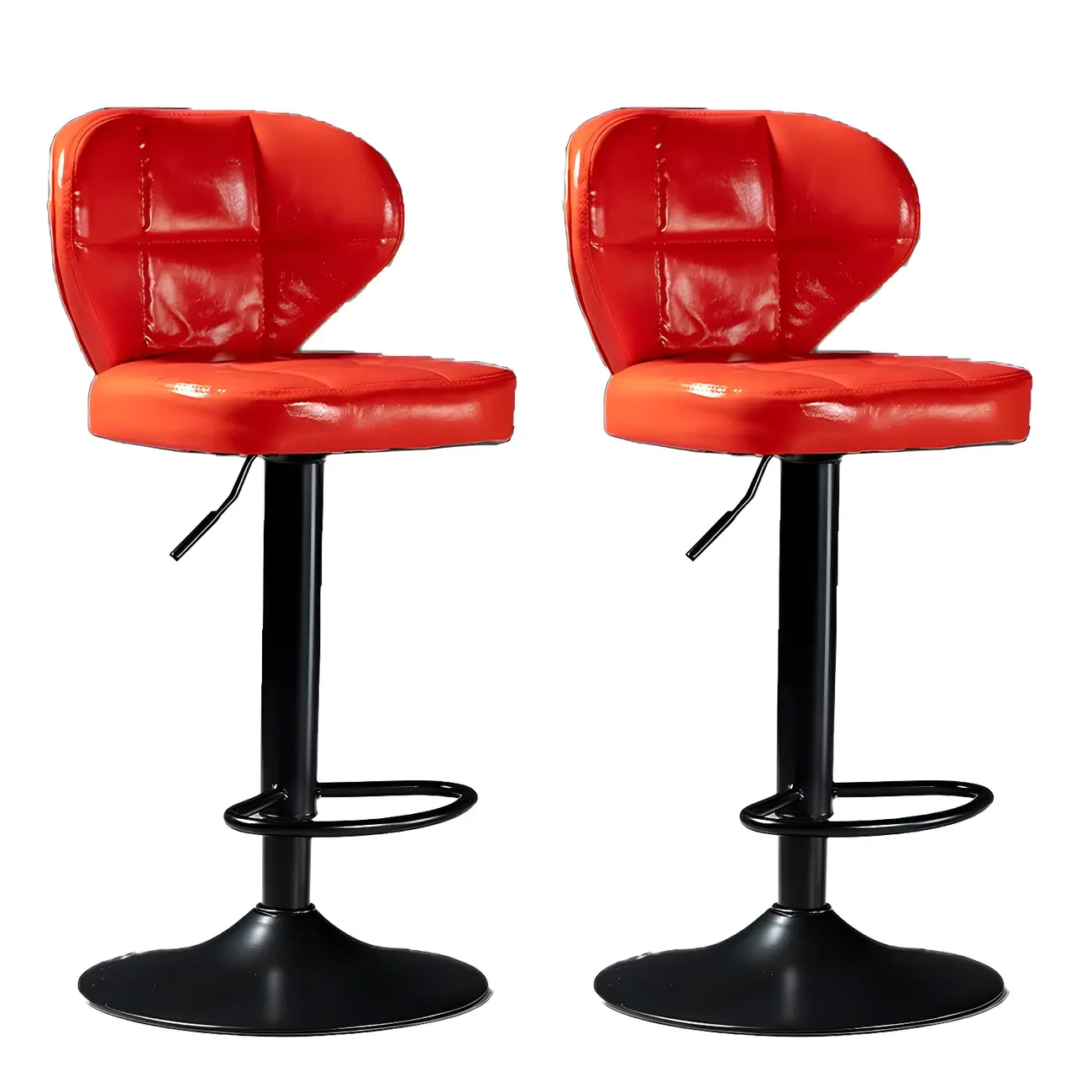 Classic Leather Swivel Adjustable Bar Stools with Footrest Image - 47 | homeyfad