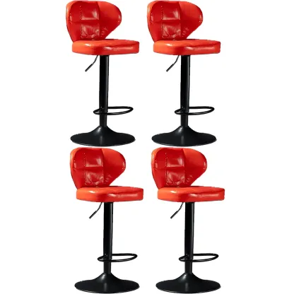 Classic Leather Swivel Adjustable Bar Stools with Footrest Image - 48