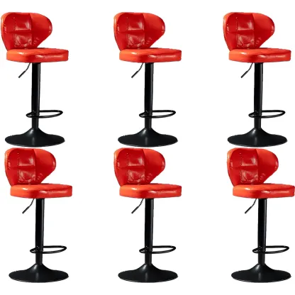 Classic Leather Swivel Adjustable Bar Stools with Footrest Image - 49