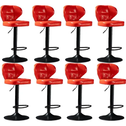 Classic Leather Swivel Adjustable Bar Stools with Footrest Image - 50