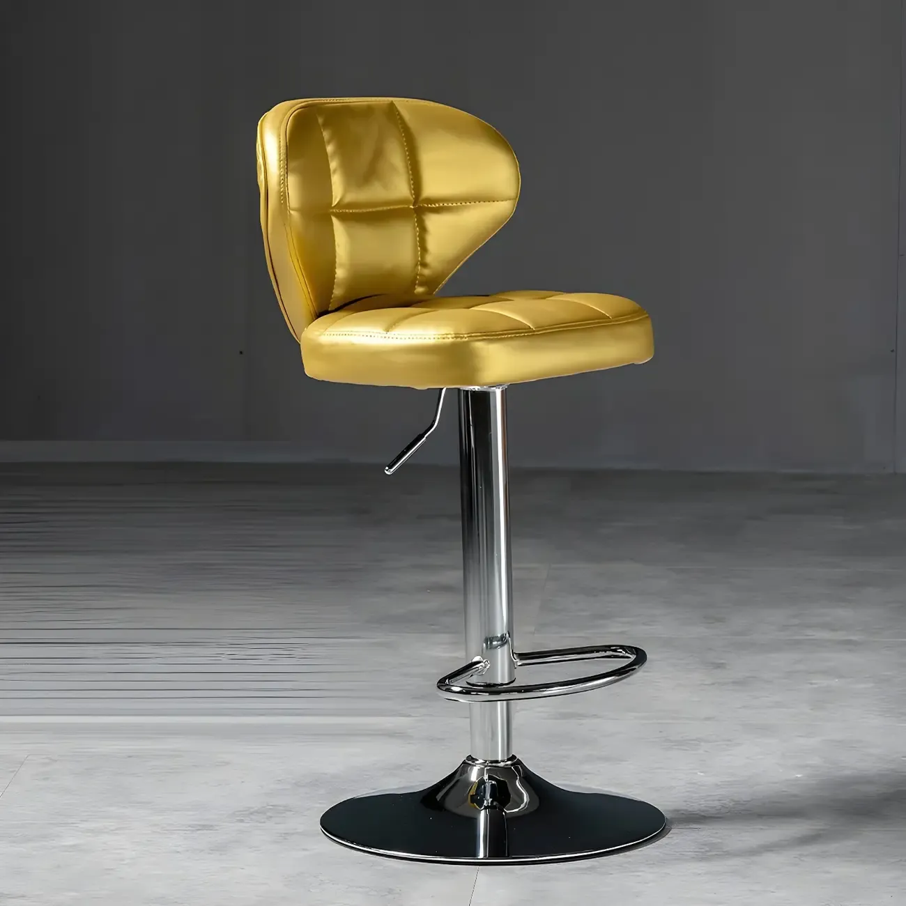 Classic Leather Swivel Adjustable Bar Stools with Footrest Image - 51