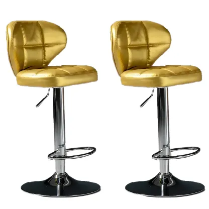 Classic Leather Swivel Adjustable Bar Stools with Footrest Image - 52