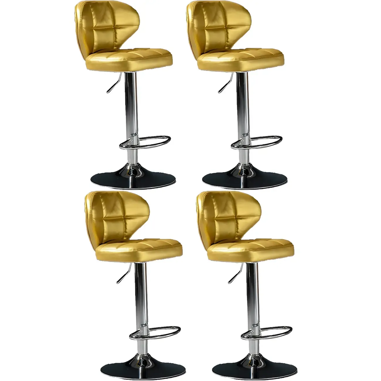 Classic Leather Swivel Adjustable Bar Stools with Footrest Image - 53