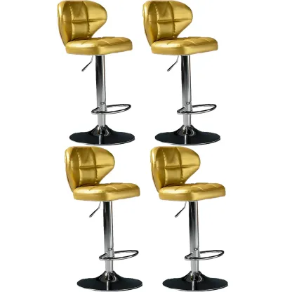 Classic Leather Swivel Adjustable Bar Stools with Footrest Image - 53
