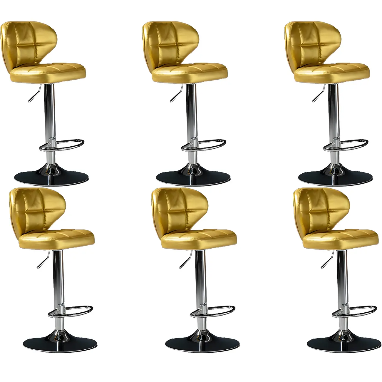 Classic Leather Swivel Adjustable Bar Stools with Footrest Image - 54 | homeyfad