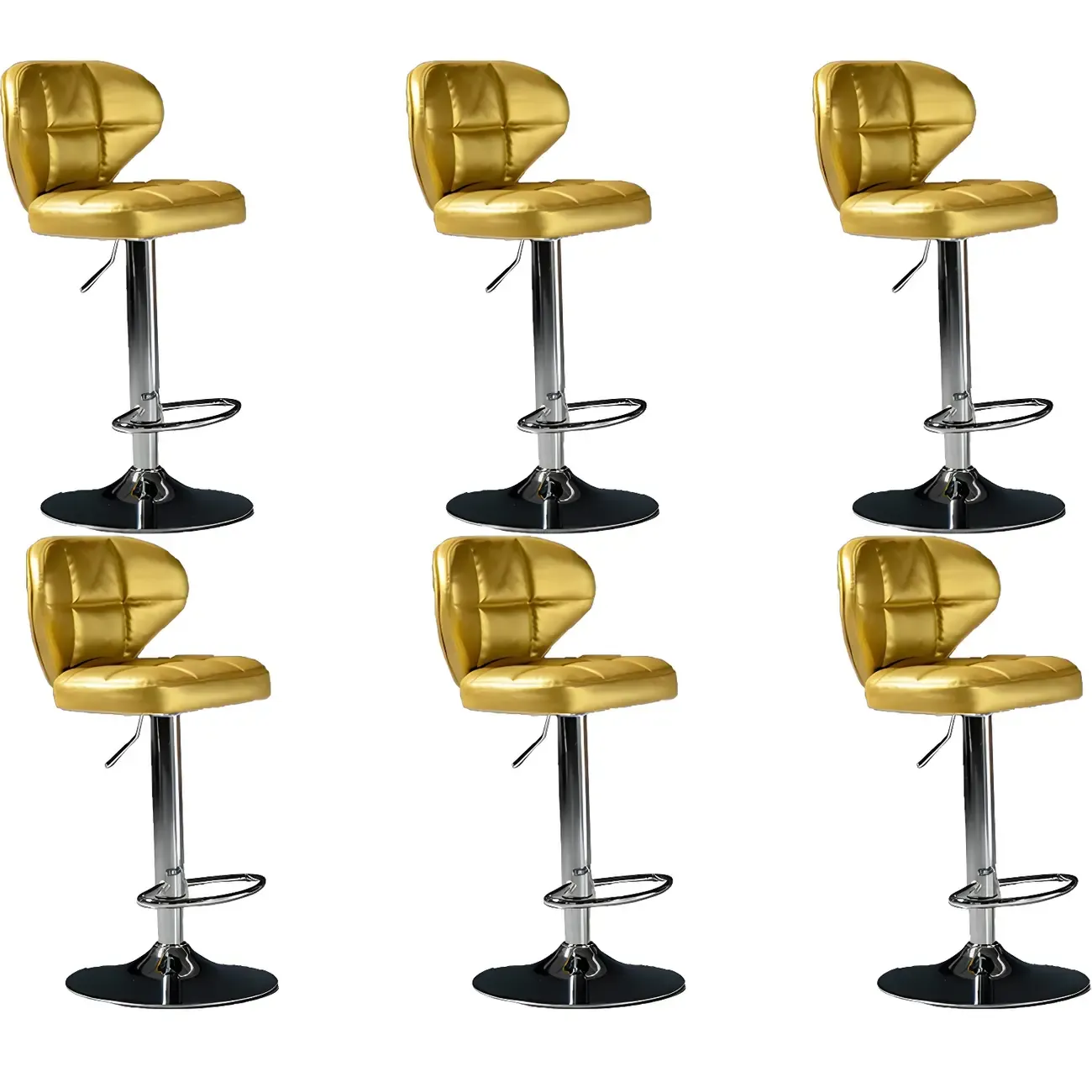 Classic Leather Swivel Adjustable Bar Stools with Footrest Image - 54