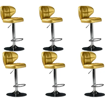 Classic Leather Swivel Adjustable Bar Stools with Footrest Image - 54