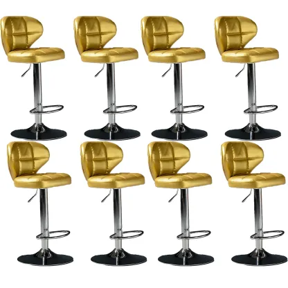 Classic Leather Swivel Adjustable Bar Stools with Footrest Image - 55