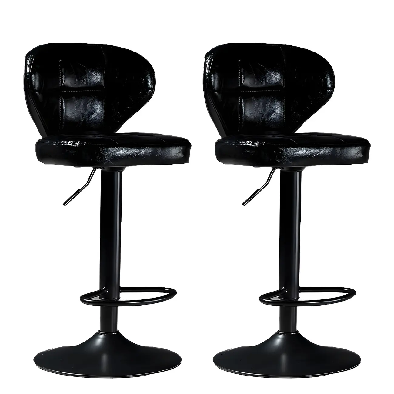 Classic Leather Swivel Adjustable Bar Stools with Footrest Image - 57 | homeyfad