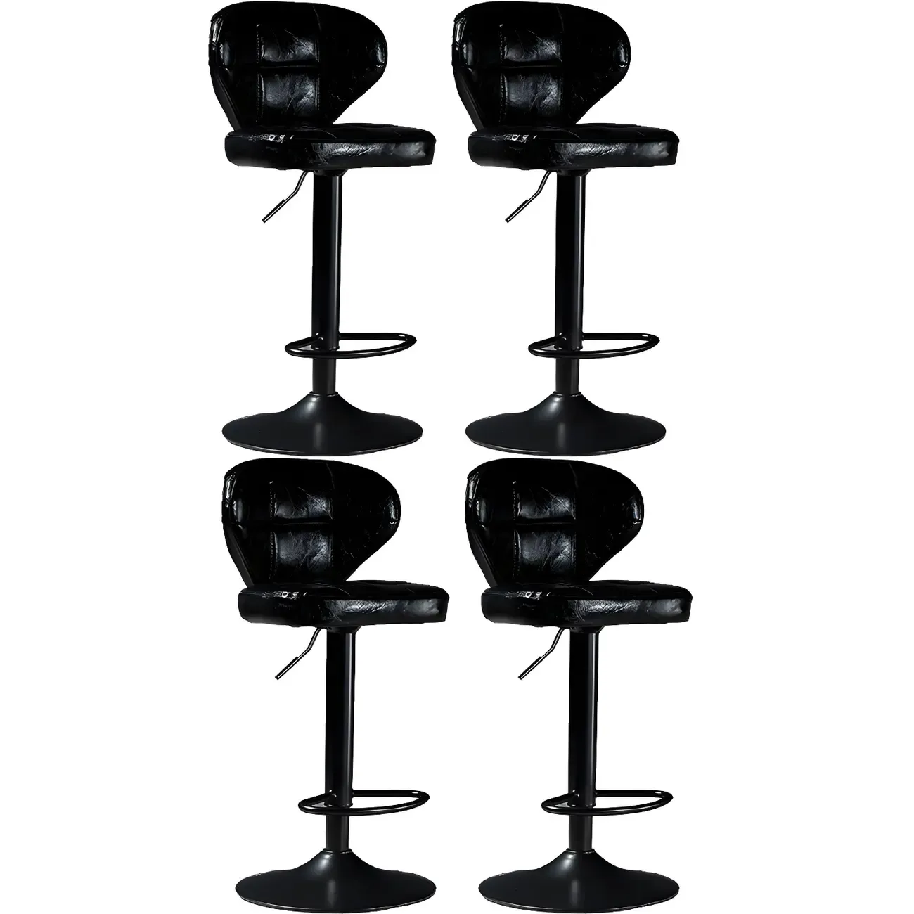 Classic Leather Swivel Adjustable Bar Stools with Footrest Image - 58