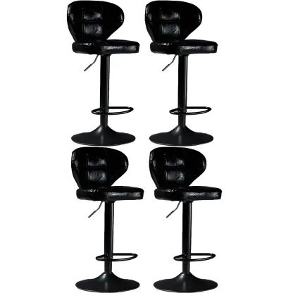 Classic Leather Swivel Adjustable Bar Stools with Footrest Image - 58