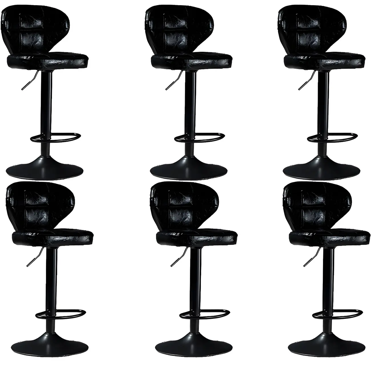 Classic Leather Swivel Adjustable Bar Stools with Footrest Image - 59 | homeyfad