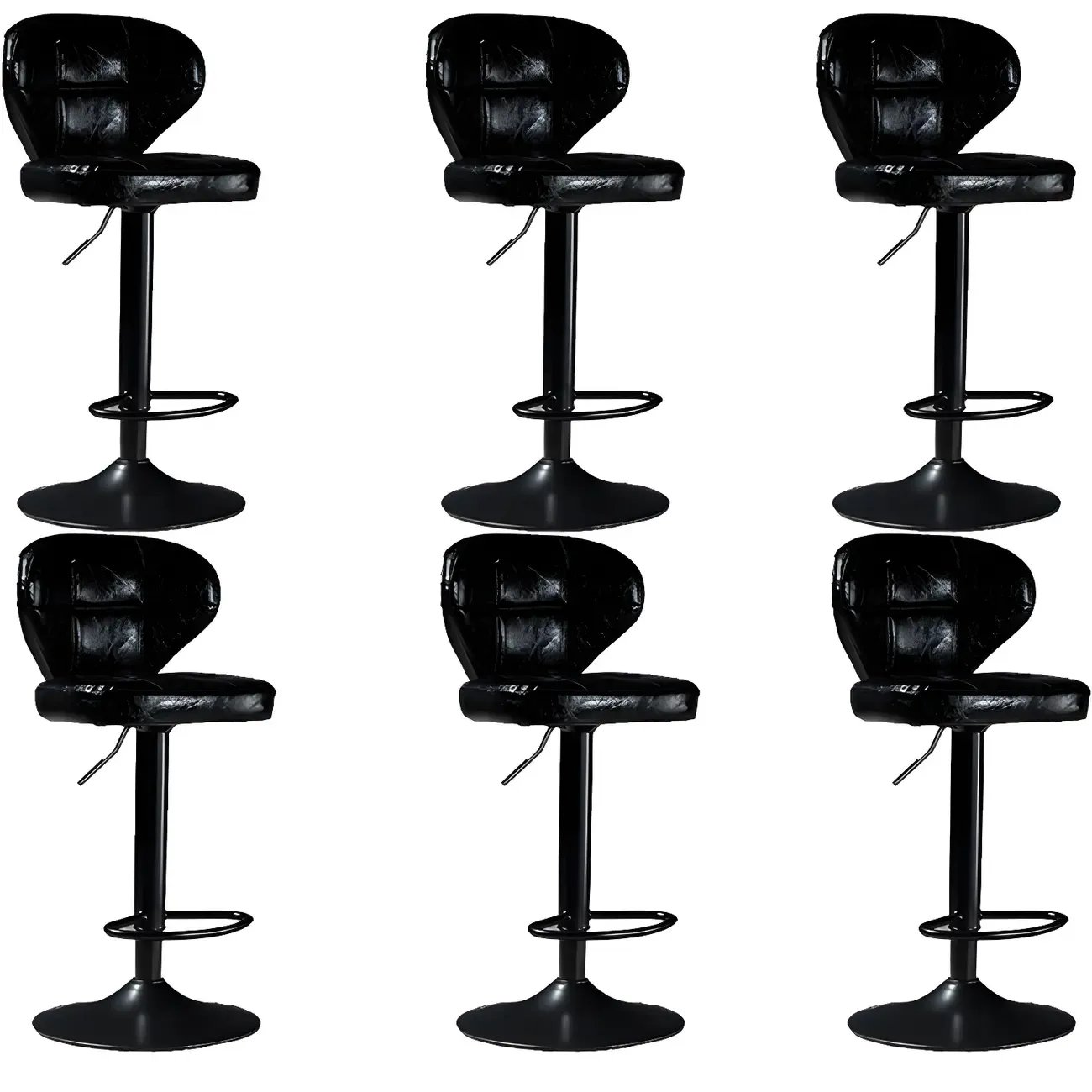 Classic Leather Swivel Adjustable Bar Stools with Footrest Image - 59