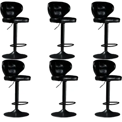 Classic Leather Swivel Adjustable Bar Stools with Footrest Image - 59