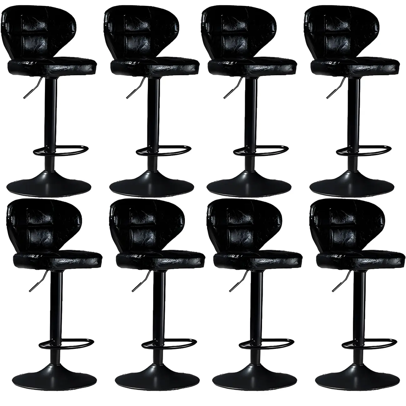 Classic Leather Swivel Adjustable Bar Stools with Footrest Image - 60 | homeyfad
