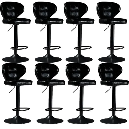 Classic Leather Swivel Adjustable Bar Stools with Footrest Image - 60