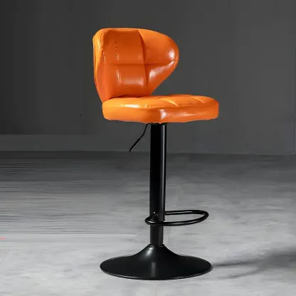 Classic Leather Swivel Adjustable Bar Stools with Footrest Image - 61