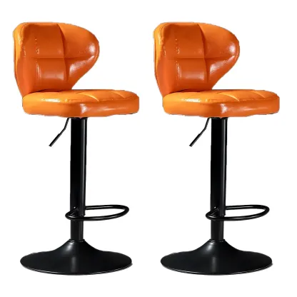 Classic Leather Swivel Adjustable Bar Stools with Footrest Image - 62