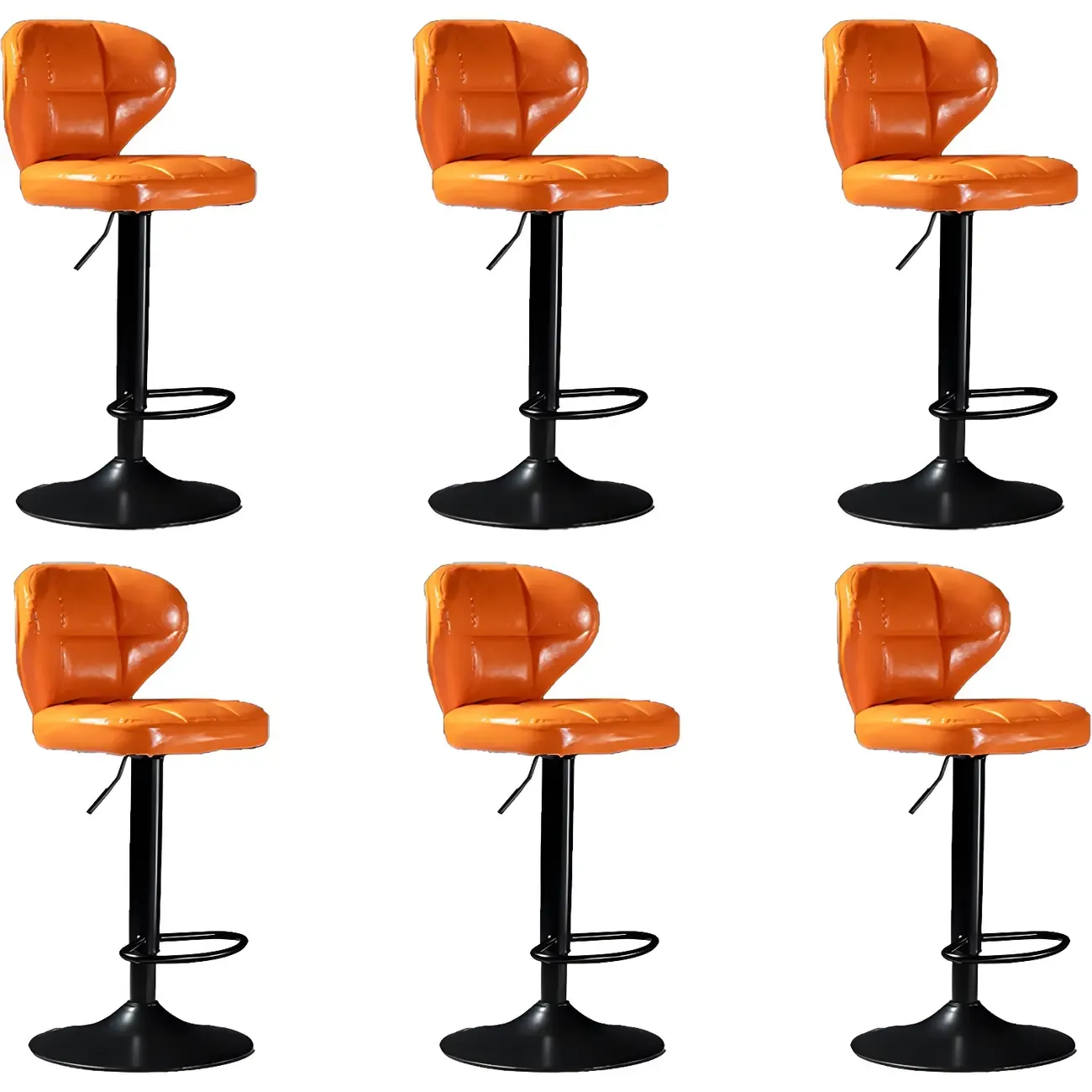 Classic Leather Swivel Adjustable Bar Stools with Footrest Image - 64