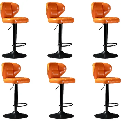 Classic Leather Swivel Adjustable Bar Stools with Footrest Image - 64
