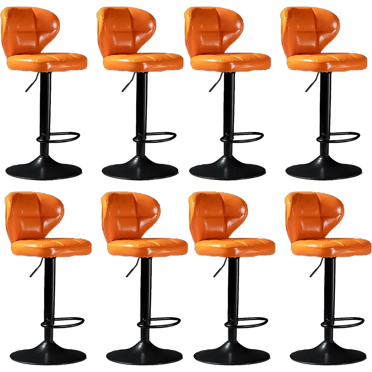 Classic Leather Swivel Adjustable Bar Stools with Footrest Image - 65