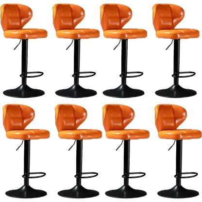 Classic Leather Swivel Adjustable Bar Stools with Footrest Image - 65