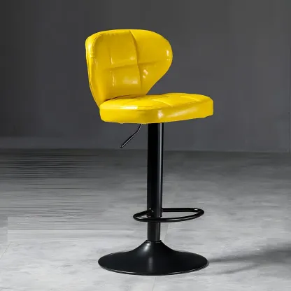 Classic Leather Swivel Adjustable Bar Stools with Footrest Image - 66