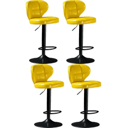 Classic Leather Swivel Adjustable Bar Stools with Footrest Image - 68