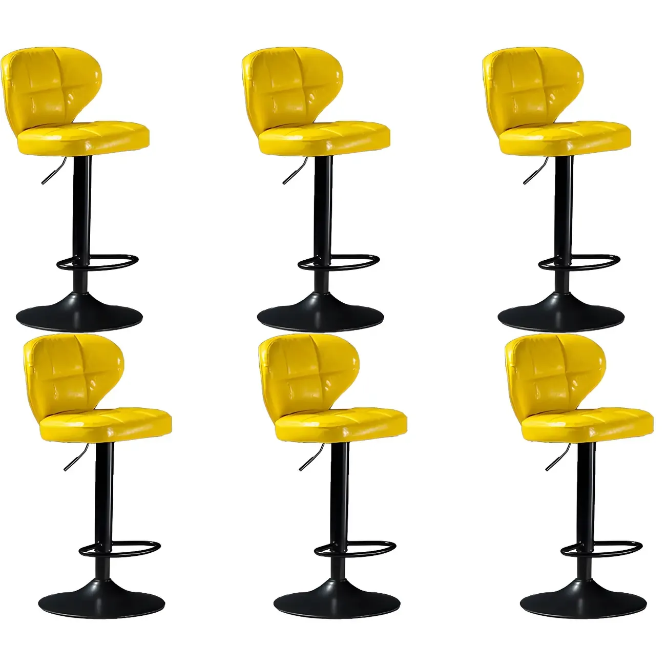 Classic Leather Swivel Adjustable Bar Stools with Footrest Image - 69