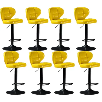 Classic Leather Swivel Adjustable Bar Stools with Footrest Image - 70