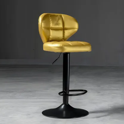 Classic Leather Swivel Adjustable Bar Stools with Footrest Image - 71