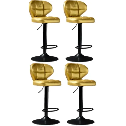 Classic Leather Swivel Adjustable Bar Stools with Footrest Image - 73