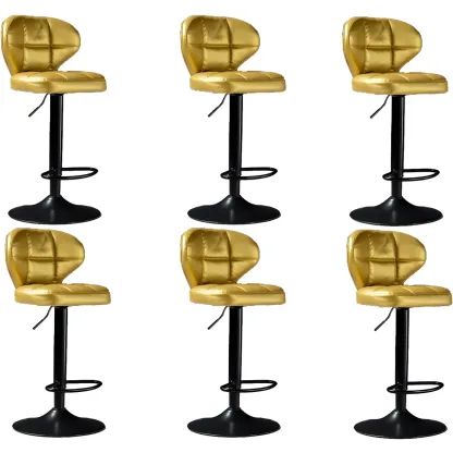 Classic Leather Swivel Adjustable Bar Stools with Footrest Image - 74