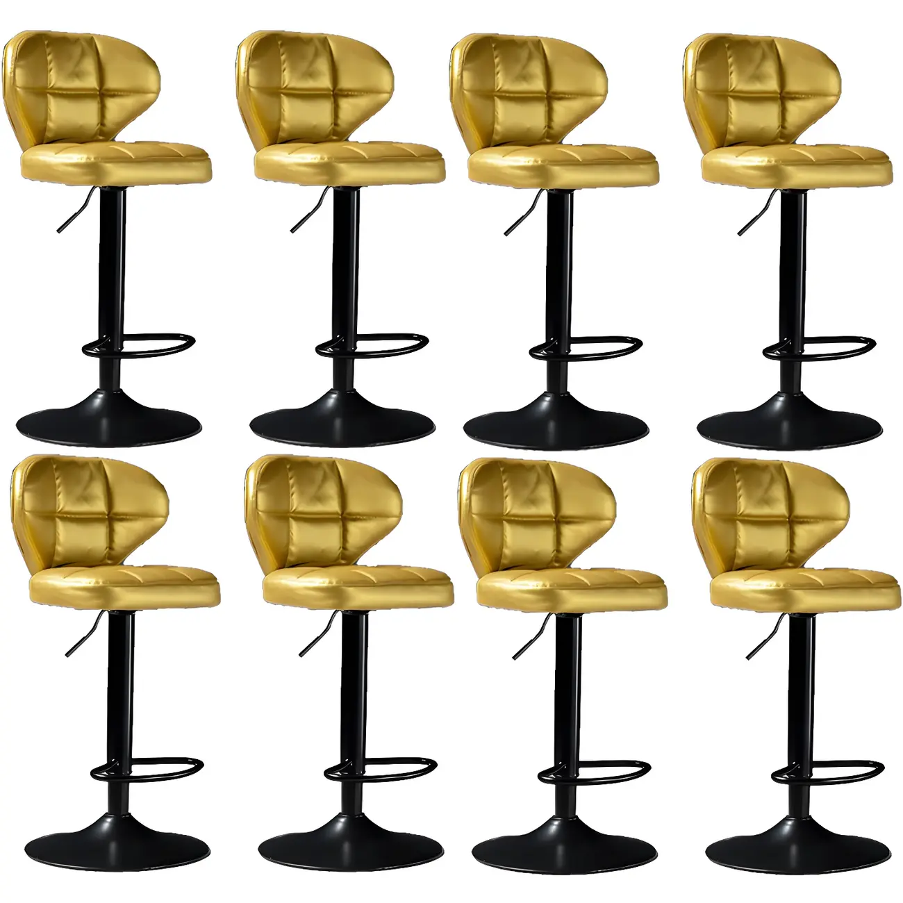 Classic Leather Swivel Adjustable Bar Stools with Footrest Image - 75 | homeyfad