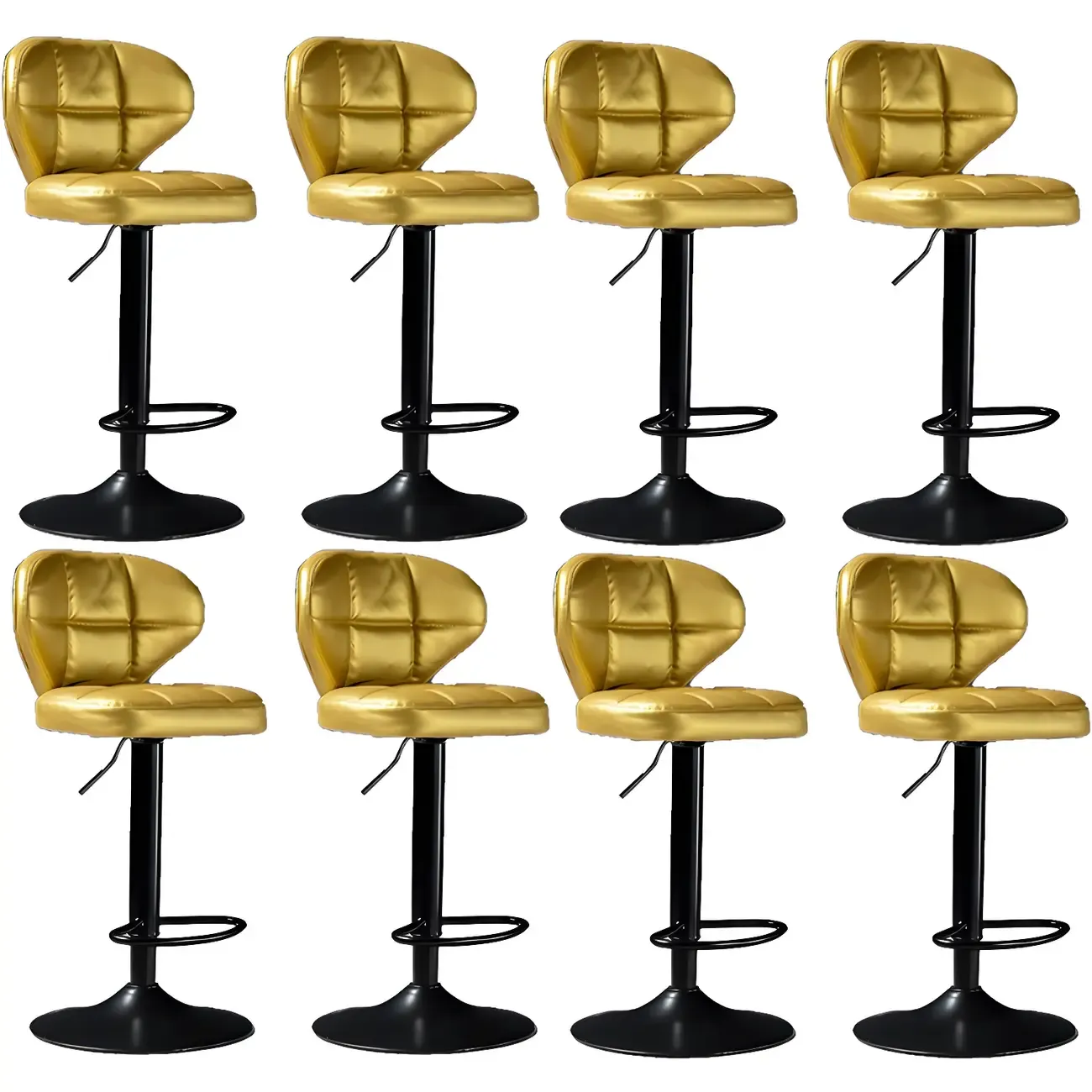 Classic Leather Swivel Adjustable Bar Stools with Footrest Image - 75