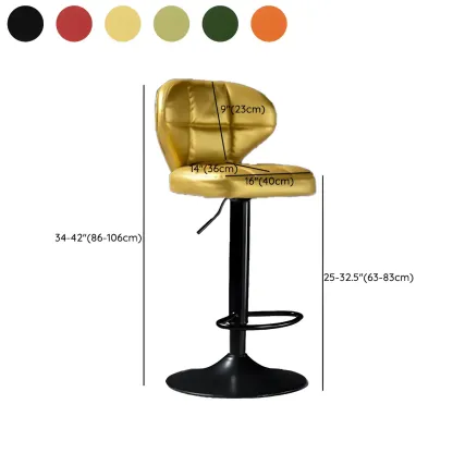 Classic Leather Swivel Adjustable Bar Stools with Footrest Image - 77