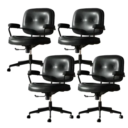 Industrial Leather Upholstered Height Adjustable Swivel Office Chair Image - 12