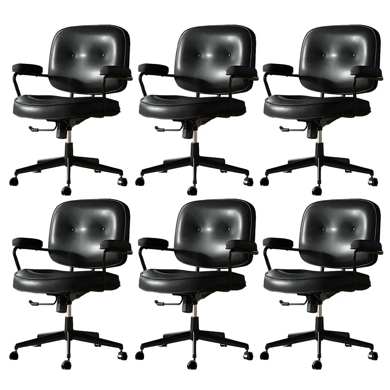 Industrial Leather Upholstered Height Adjustable Swivel Office Chair Image - 13