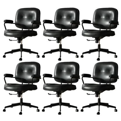 Industrial Leather Upholstered Height Adjustable Swivel Office Chair Image - 13