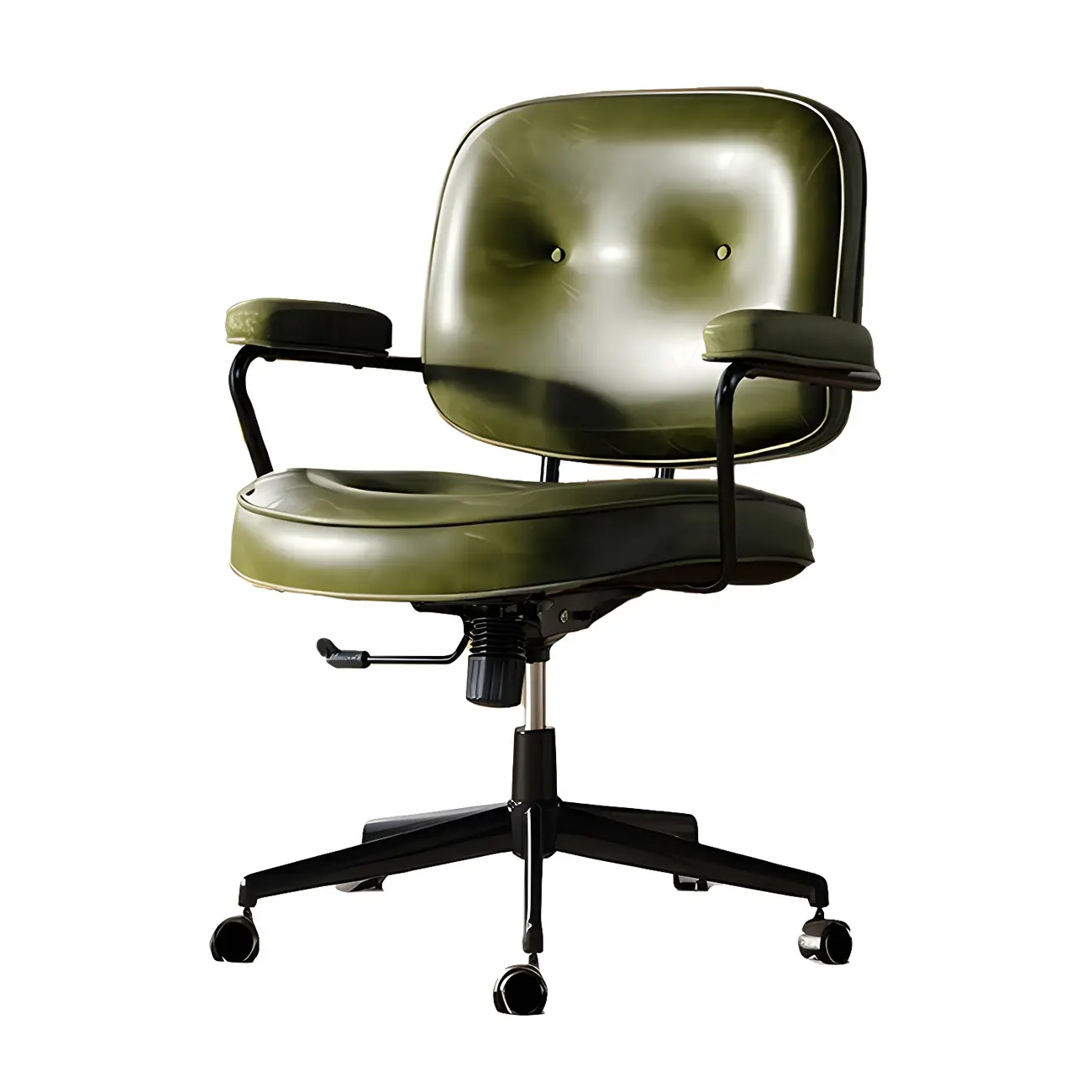 Industrial Leather Upholstered Height Adjustable Swivel Office Chair Image - 14 | homeyfad