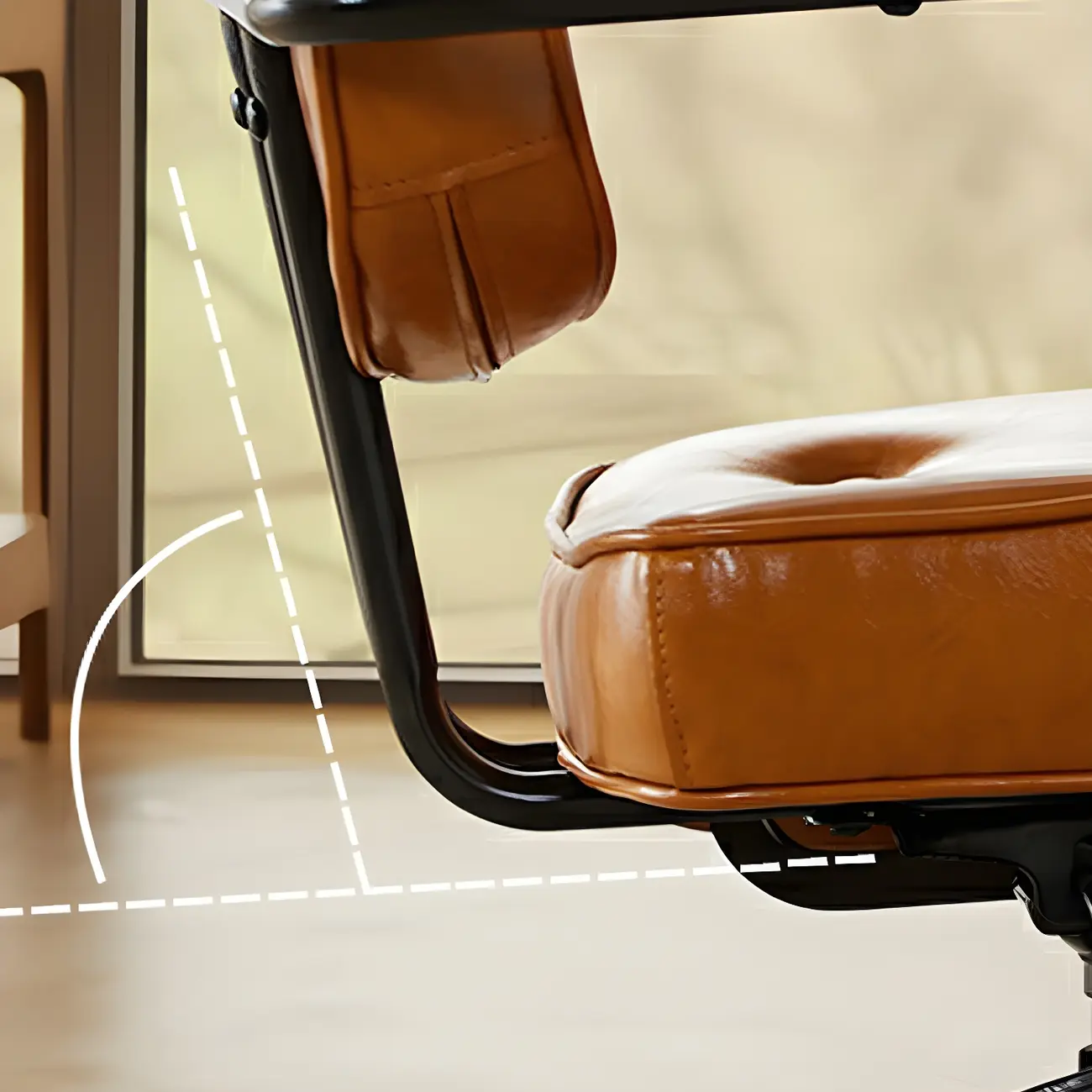 Industrial Leather Upholstered Height Adjustable Swivel Office Chair Image - 6 | homeyfad