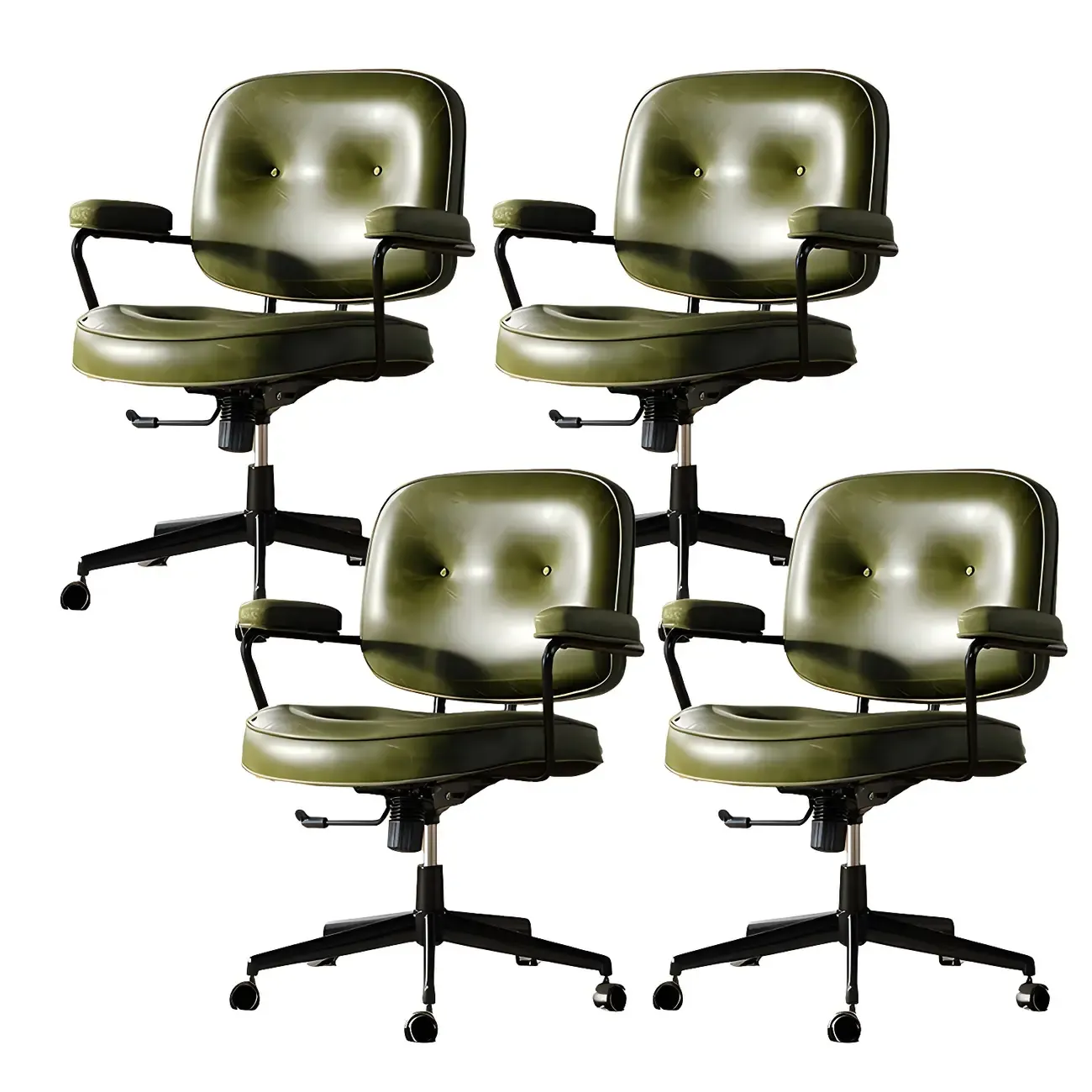 Industrial Leather Upholstered Height Adjustable Swivel Office Chair Image - 16
