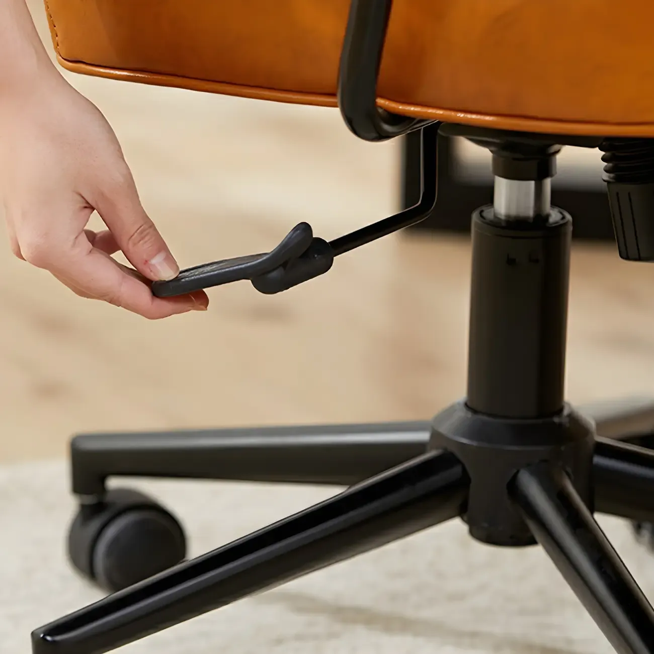 Industrial Leather Upholstered Height Adjustable Swivel Office Chair Image - 5