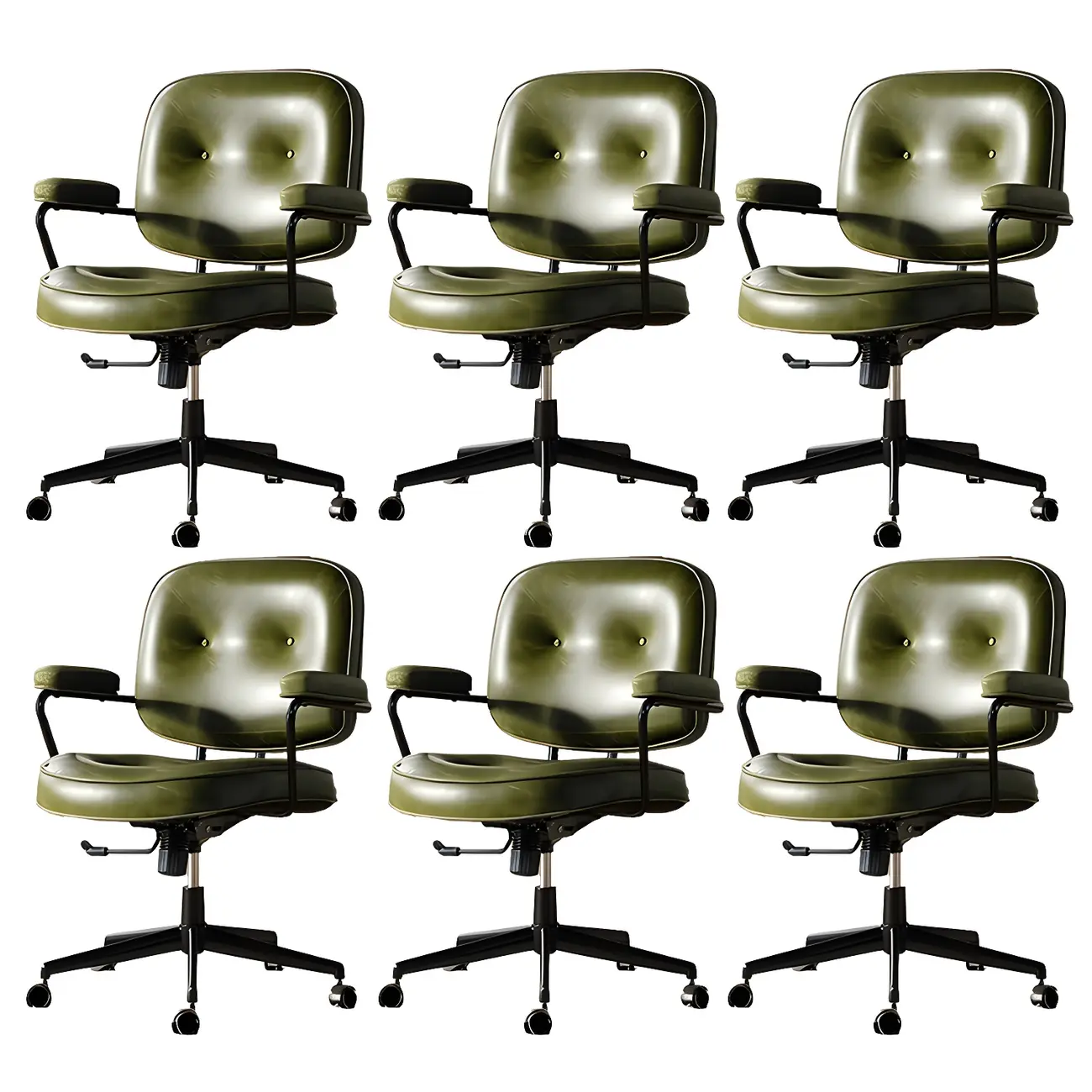 Industrial Leather Upholstered Height Adjustable Swivel Office Chair Image - 17 | homeyfad