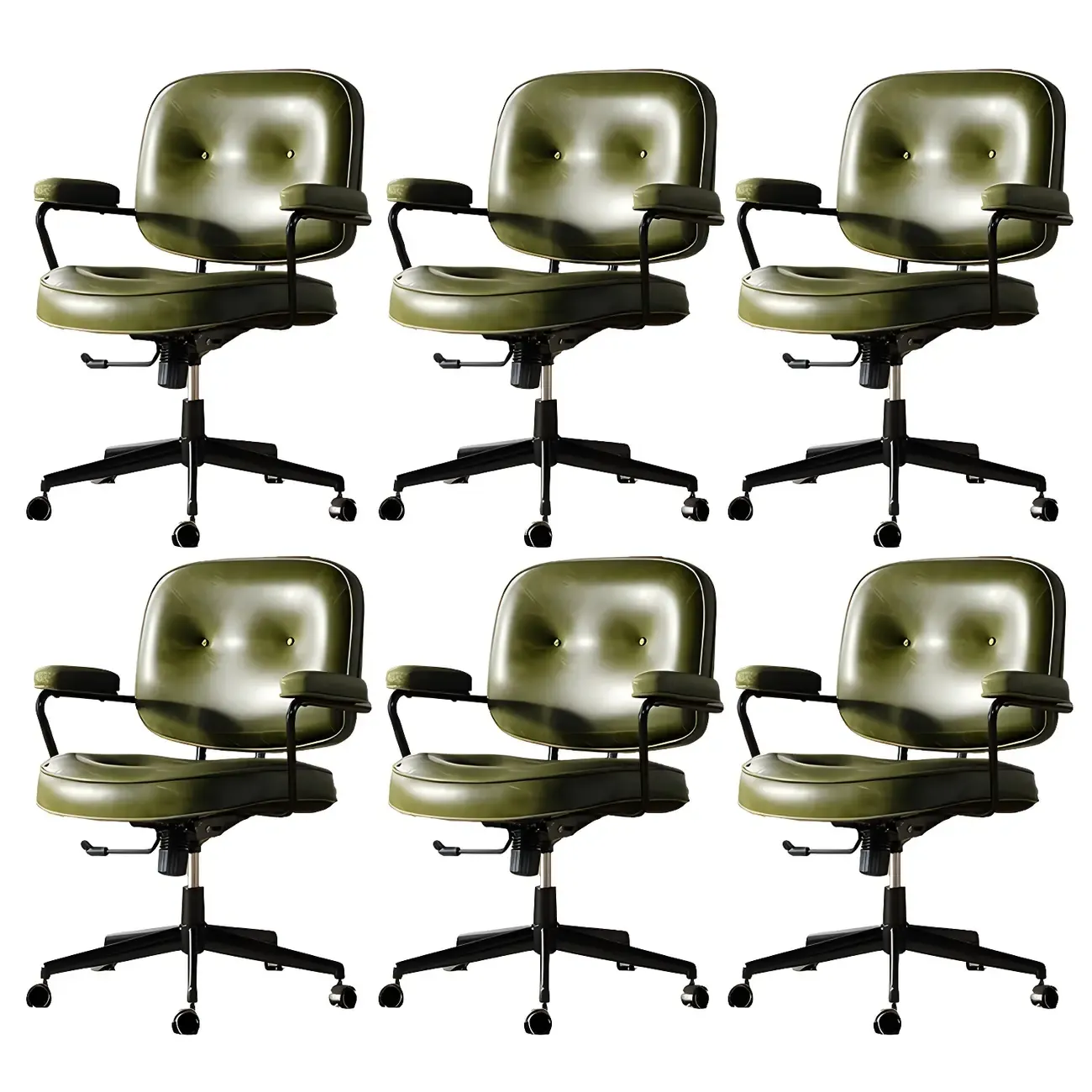 Industrial Leather Upholstered Height Adjustable Swivel Office Chair Image - 17