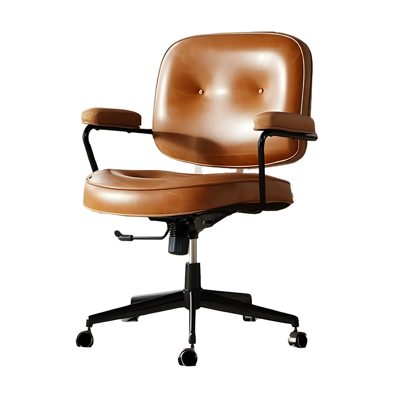 Industrial Leather Upholstered Height Adjustable Swivel Office Chair Image - 18 | homeyfad